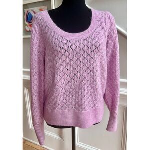 💜 Old Navy Lilac Pointelle Knit Sweater | Size M | Soft Wool Blend